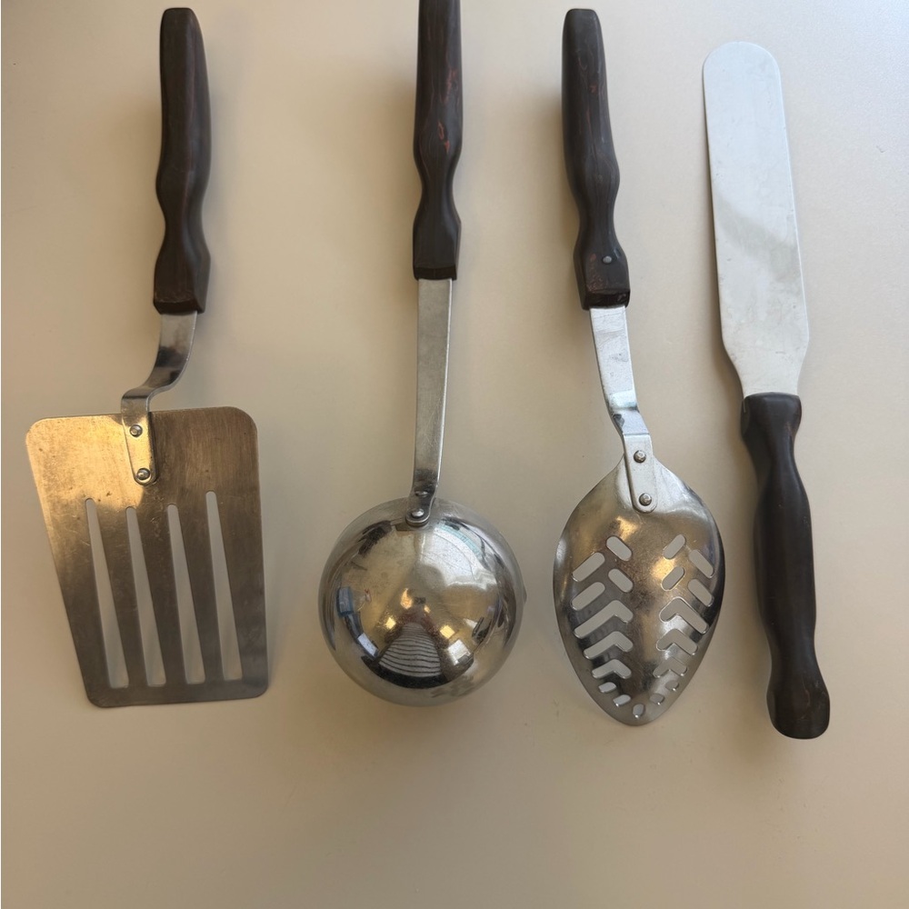 Cutco 4 Piece Vintage Serving Utensils Wood Handle Stainless Steel - Picture 12 of 12